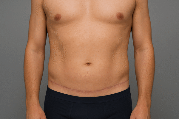 Resultado de una liposucción abdominal en Marbella - España.