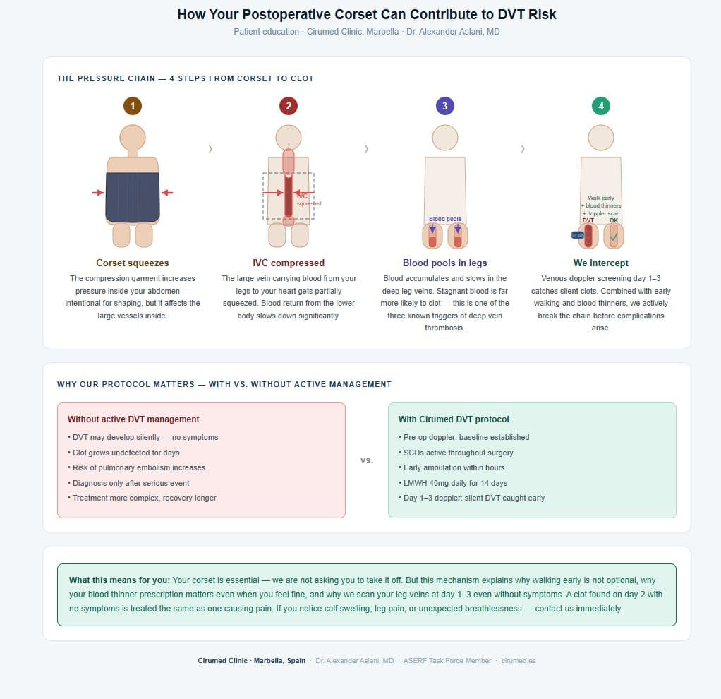 The pressure of the corset versus DVT