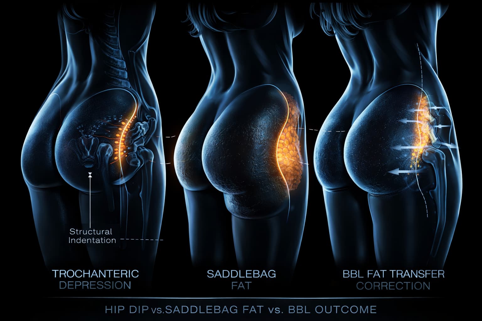 cartucheras vs hip dips diferencia anatómica cirugía BBL — Dr. Aslani Cirumed Marbella